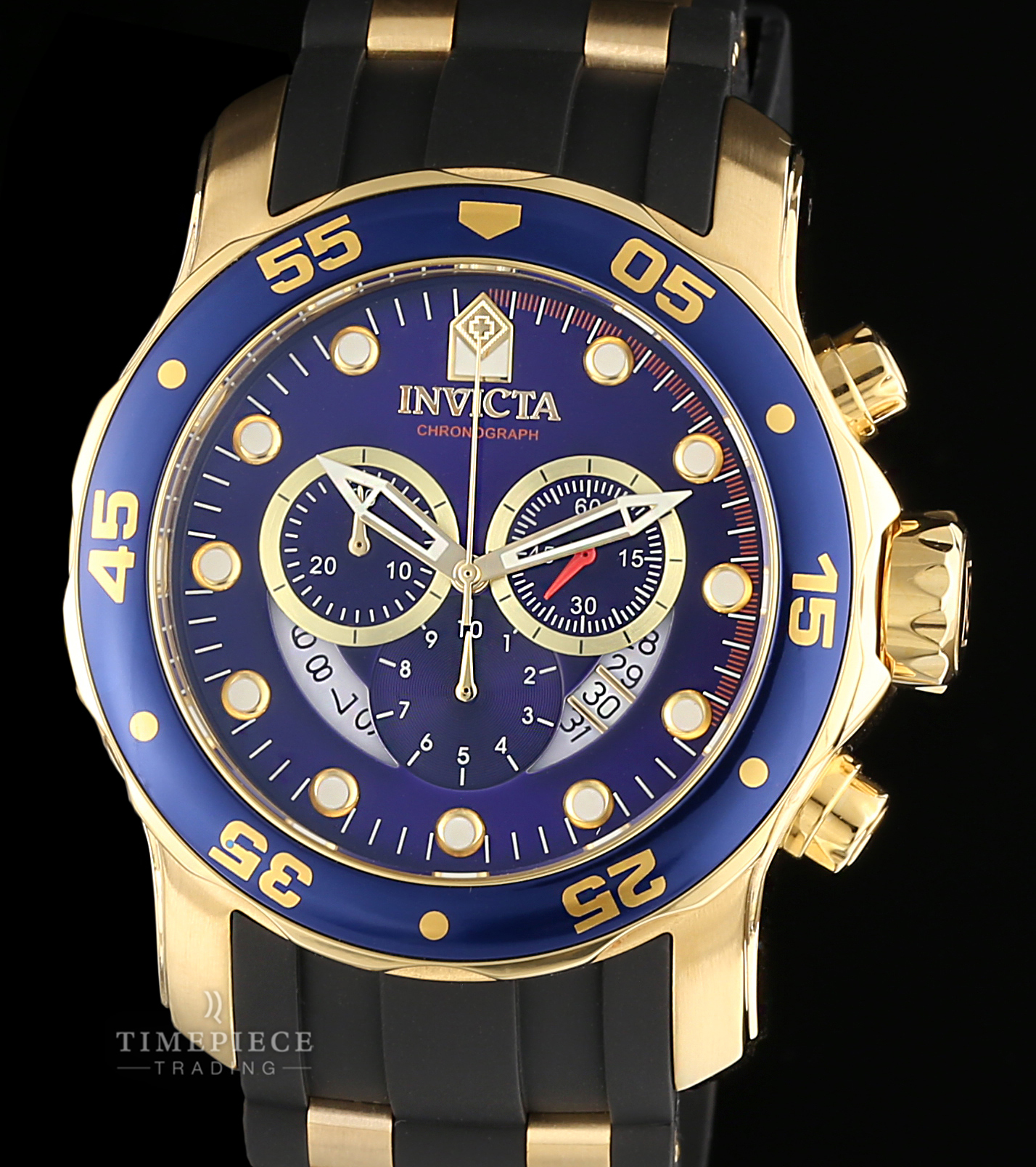 Invicta Men's Pro Diver Chronograph Blue Dial Black Polyurethane Watch 6983