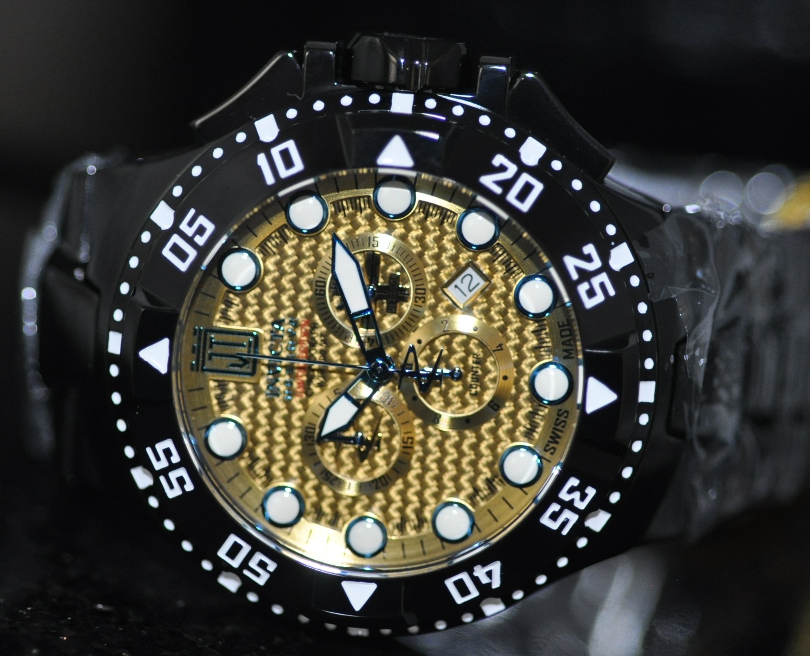 Invicta Men's Rare Jason Taylor Swiss Reserve Chrono Gold Dial Steel Watch 17845 886678220533 | eBay