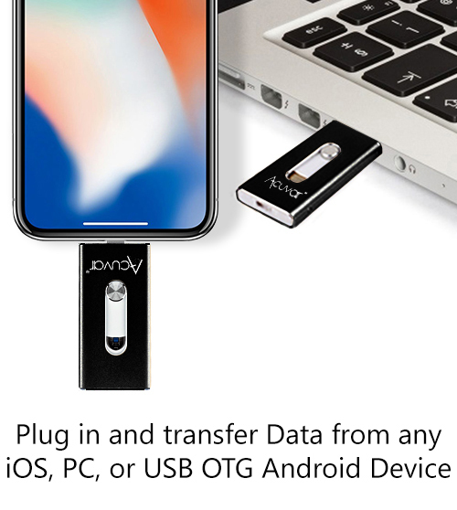 Acuvar 64GB USB Flash Drive for iphone X Xr Xs max 8 Plus 7 6s 6 All iPad PC Mac