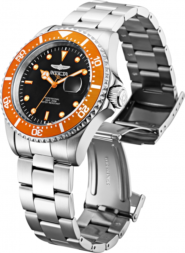 Invicta 22022 Pro Diver Men's 43mm Orange Bezel Black Sunray Date