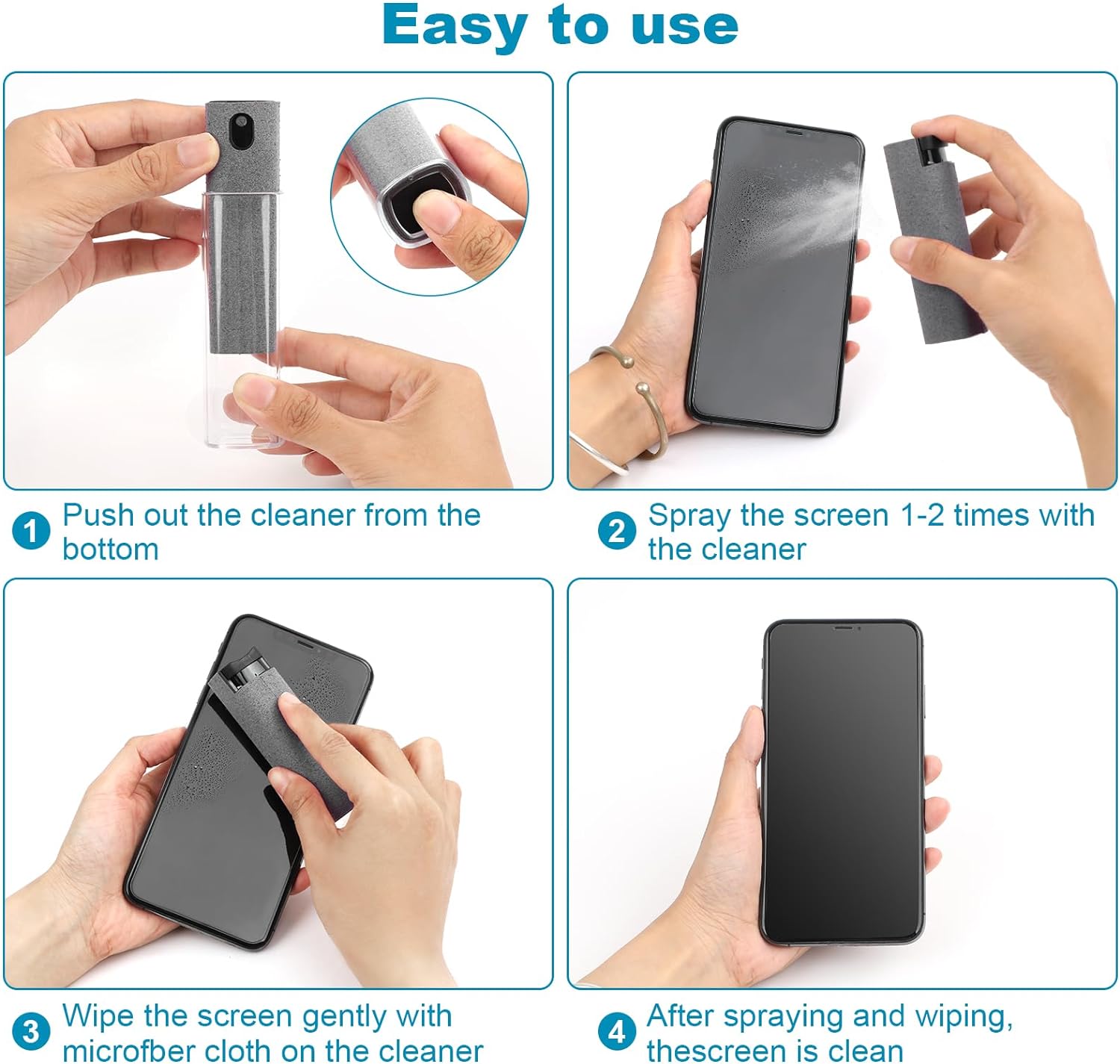 Screen Cleaner Spray & Phone Stand for Smartphone Tablet, TV Laptop ...